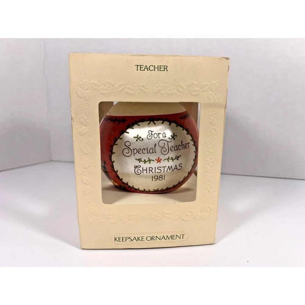Hallmark 1981 Vintage Special Teacher Ornament‎ Satin Ball